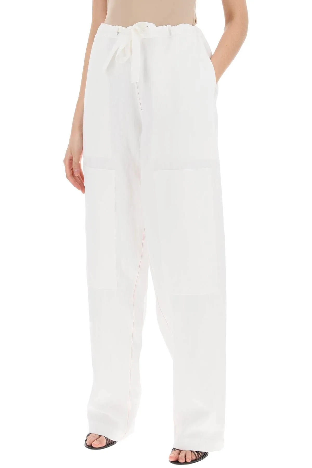 Pantaloni in misto lino con patch